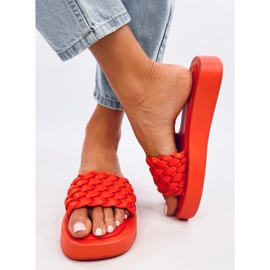 Højhælede sandaler med vævede Elida Orange striber 3