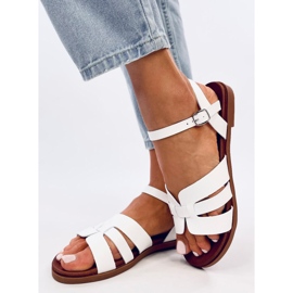 Manzo White flade sandaler til kvinder hvid 3