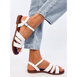 Manzo White flade sandaler til kvinder hvid 4