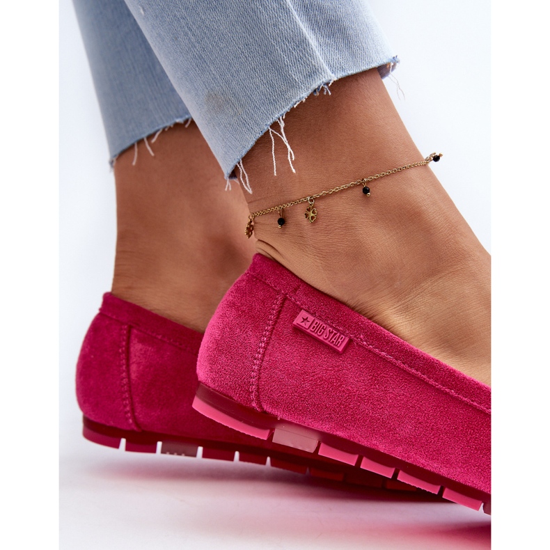 Dame Eco Suede Moccasins Big Star NN274934 Memory Foam System Fuchsia lyserød 1