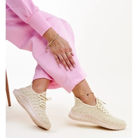 Milena sneakers i beige stof 1