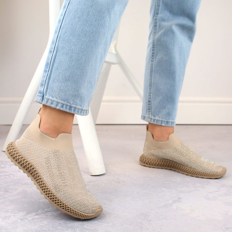 S.Barski Slip-on sportssko med rhinestones D&amp;A OLI257A, beige 1