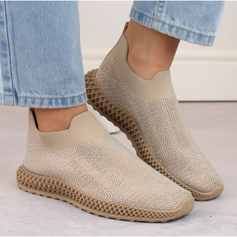 S.Barski Slip-on sportssko med rhinestones D&amp;A OLI257A, beige 2