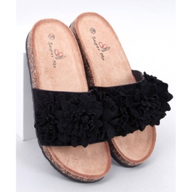 Sebill Sorte korkflip-flops med blomster 1