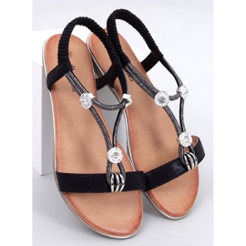 Hesna Sorte sandaler med zirkoner 1