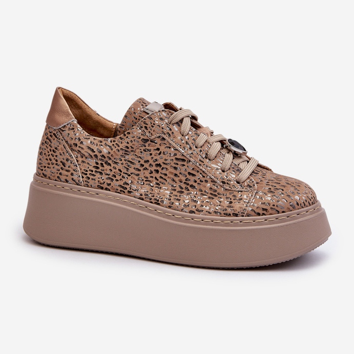 Læder sportssko på platformen Maciejka 06191-10 Beige 1