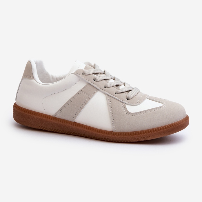 Lave sneakers til kvinder, hvid og grå fletning 1