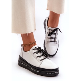 Patent sneakers til kvinder på platform Hvide S.Barski LR592B 4