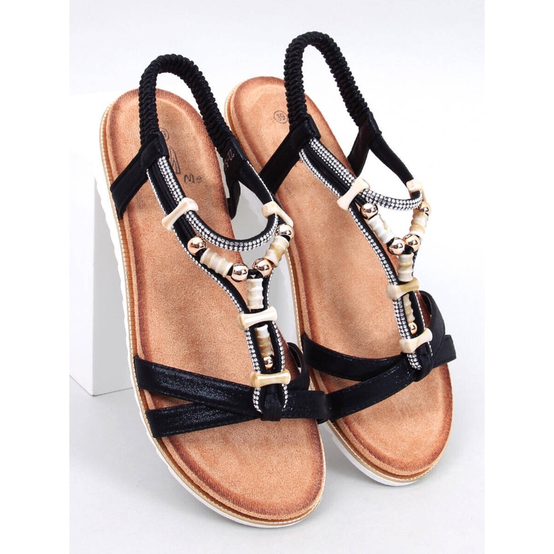 Montier Sandaler med sorte perler 1