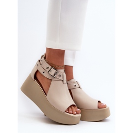 Zazoo 1732 lædersandaler, beige 2