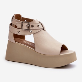 Zazoo 1732 lædersandaler, beige 1