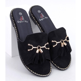 Lapierr Sorte flip-flops med frynser 1