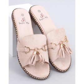 Lapierr Beige flip-flops med frynser 1