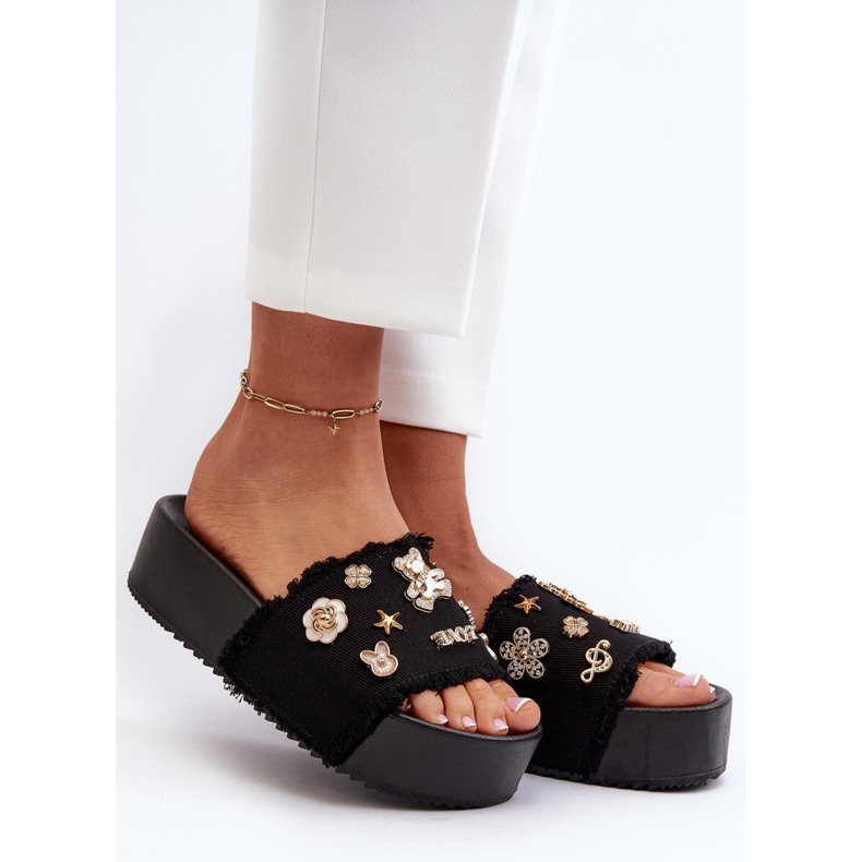 Kvinders platform flip-flops med stifter Sort Zranesia 2