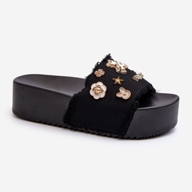 Kvinders platform flip-flops med stifter Sort Zranesia 1