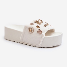 Dame-platformsflip-flops med stifter, hvid Zranesia 2