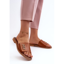 Zazoo 40384 Elegante læderflip-flops til kvinder, brune 3