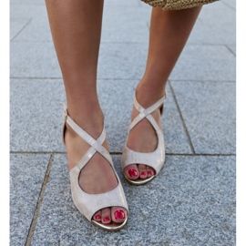 Højhælede sandaler med Dahna-indlægssål i læder beige 2
