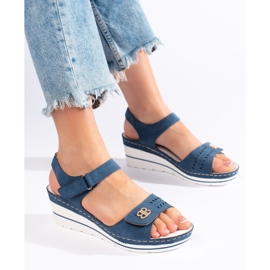 Blå kile sandaler 1
