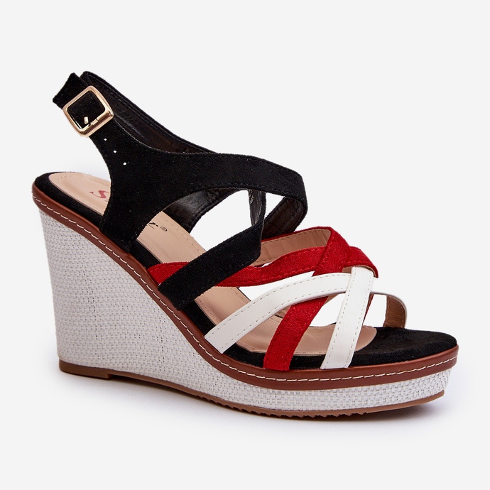 Sorte Ellen Strappy Wedge Sandaler 1