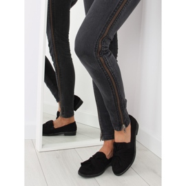 Sorte dame loafers med sort sløjfe 2