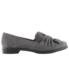 Dame loafers med grå grå sløjfe 1