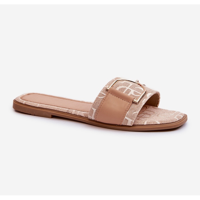 Skinnende dameflip-flops med beige tådekoration 1