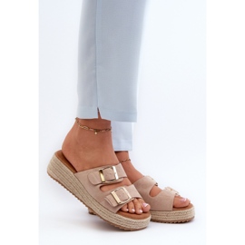 Dame-flip-flops med flettet øko ruskind Beige Zaloemi 2