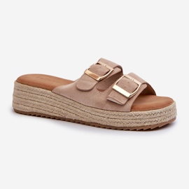Dame-flip-flops med flettet øko ruskind Beige Zaloemi 1