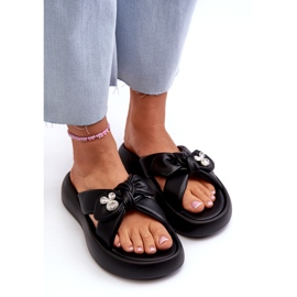 Kvinders læderflip-flops på platformen Sort GOE NN2N4110 5