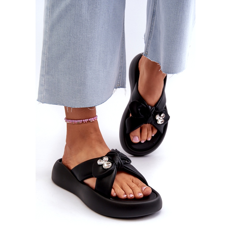 Kvinders læderflip-flops på platformen Sort GOE NN2N4110 4