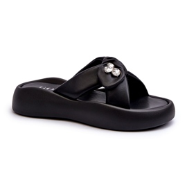 Kvinders læderflip-flops på platformen Sort GOE NN2N4110 2