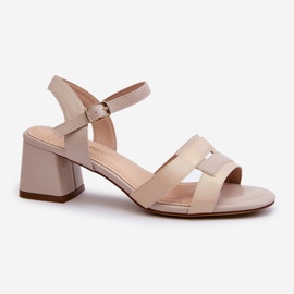 Dame højhælede sandaler lavet af øko læder Sergio Leone SK894 Beige 1