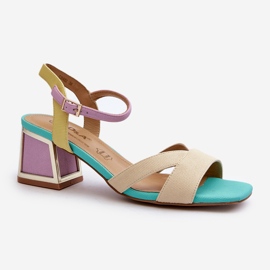 S.Barski Pastel højhælede kvinders sandaler D&amp;A CR482 Beige 1