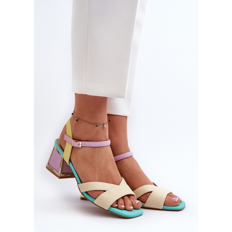 S.Barski Pastel højhælede kvinders sandaler D&amp;A CR482 Beige 2