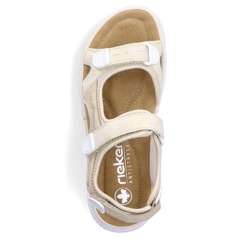 Komfortable beige velcro-sandaler til kvinder Rieker 64074-60 1