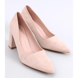 Clairay Beige pumps med bred hæl 1