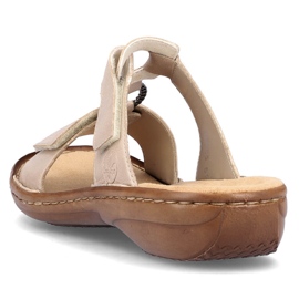 Komfortable damebeige velcro-flip-flops Rieker 60885-62 1