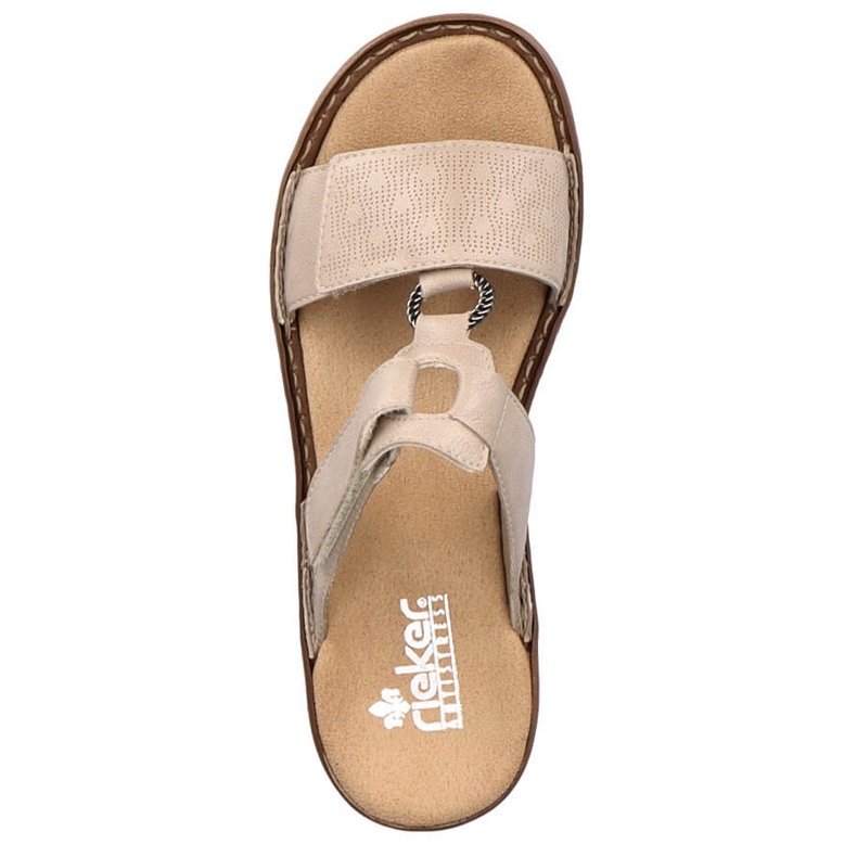 Komfortable damebeige velcro-flip-flops Rieker 60885-62 2