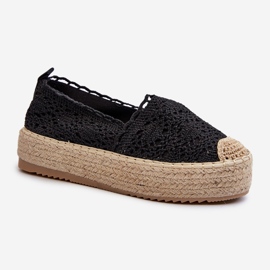 Espadriller med blonder til kvinder på platform Sort Elarose 1