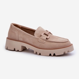 S.Barski Ruskindsmokkasiner til kvinder med dekoration D&amp;A TW117 Beige 2