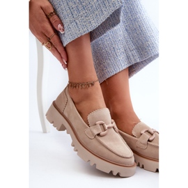 S.Barski Ruskindsmokkasiner til kvinder med dekoration D&amp;A TW117 Beige 1