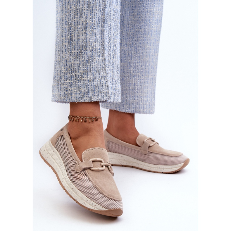 S.Barski Dame ruskindsmokkasiner D&amp;A TW210 Beige 2