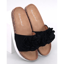 Rizzo Black Flower Hjemmesko sort 1