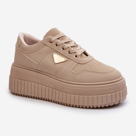 Beige Chrisstin damesneakers lavet af øko læder på en massiv platform 2