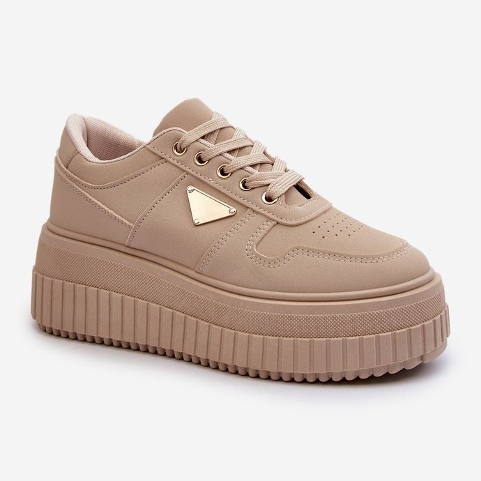 Beige Chrisstin damesneakers lavet af øko læder på en massiv platform 2