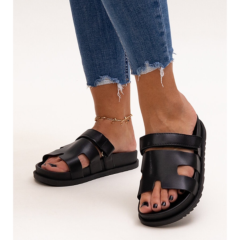 Sorte Kassis velcro flip-flops 1
