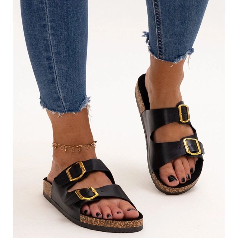 Sorte flip-flops med en Oline korksål 1