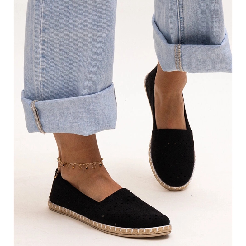 Sorte gennembrudte Augusta espadriller 1