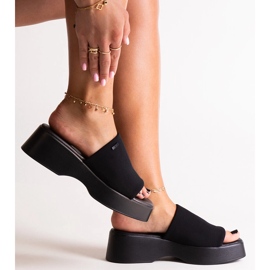 Sorte flip-flops på Big Star NN274021 platformen 1